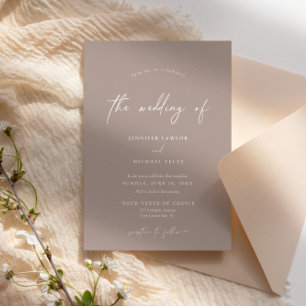 Elegante Moderne Minimalistische Taupe Hochzeit Einladung