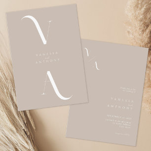 Elegante Moderne Minimalistische Taupe Hochzeit Einladung