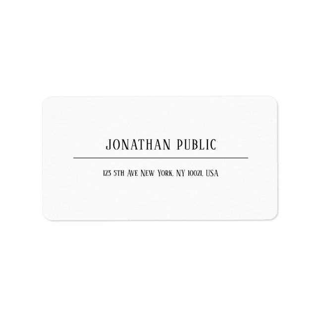 Elegante moderne Minimalistische Template-Adresse Adressaufkleber (Vorne)