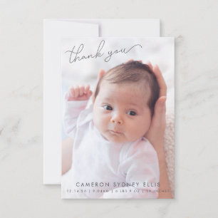 Elegante moderne minimalistische Zwei-Baby-Foto-Ge Dankeskarte