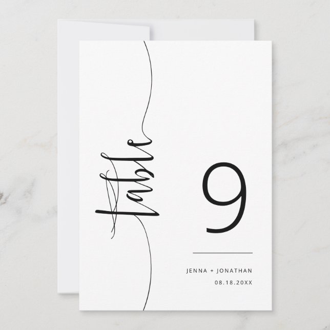 Elegante moderne Minimialist Script-Tischnummer Einladung (Vorderseite)