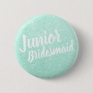 Elegante moderne Minze Glitzer Junior Brautjunior Button