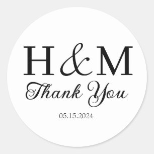 Elegante moderne Mit Monogramm Hochzeit Vielen Dan Runder Aufkleber