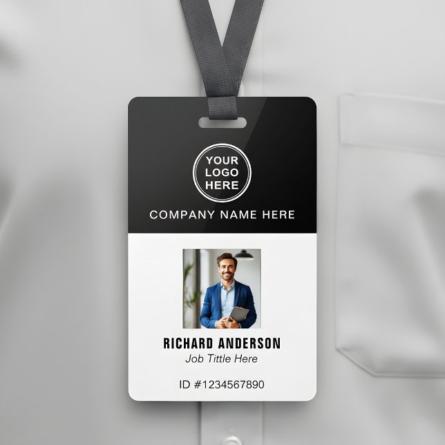 Elegante moderne Mitarbeiter-Foto-Name-QR-Code-ID Ausweis (Von Creator hochgeladen)