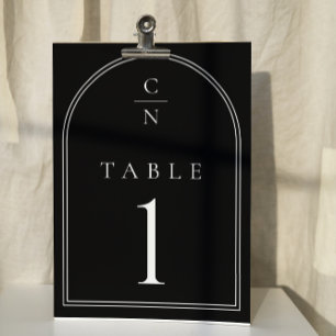 Elegante moderne Mongram Arch Wedding Tischnummer