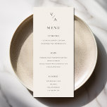 Elegante moderne Monogram Black and Ivory Wedding Menükarte<br><div class="desc">Modernes Hochzeitsmenü mit minimalistischem monogramm Typografie-Design in Schwarz und Elfenbeinfarbe.</div>