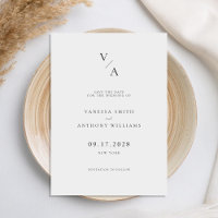 Elegante moderne Monogram Black and White Wedding