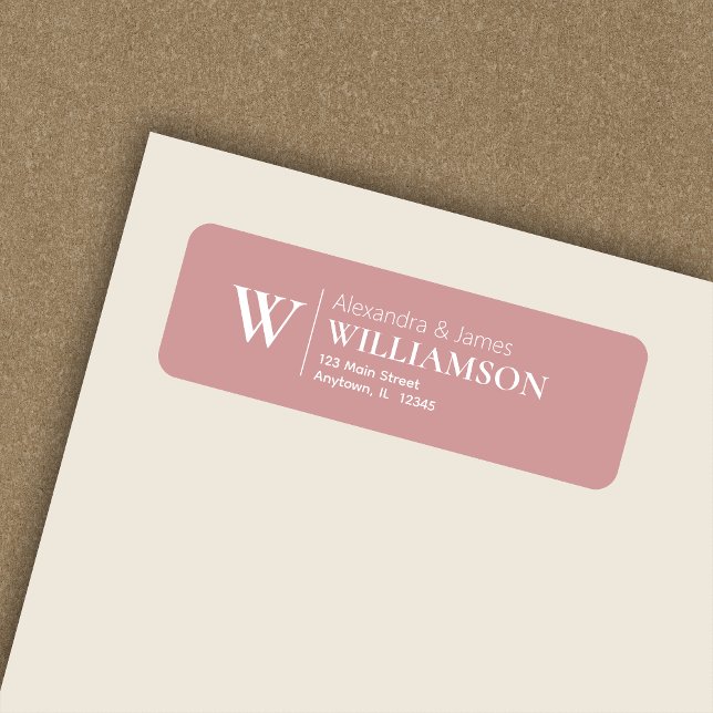 Elegante moderne Monogram Dusty Rose Rücksendeadre (Von Creator hochgeladen)