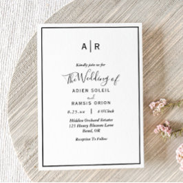 Elegante, moderne Monogram-Einladung zur Hochzeit Einladung