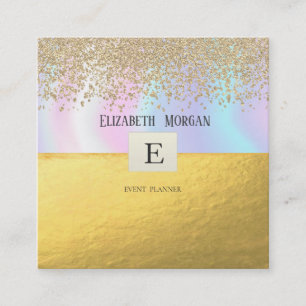 Elegante moderne Monogram Gold Diamonds holographi Quadratische Visitenkarte