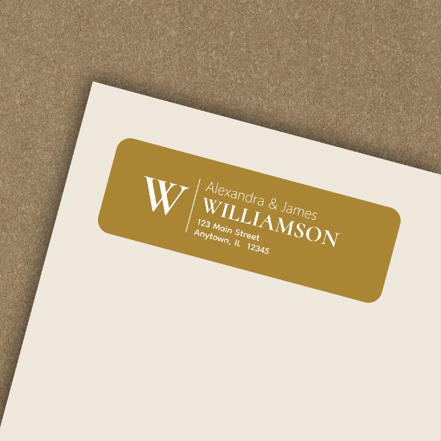 Elegante moderne Monogram Gold-Rücksendeadresse (Von Creator hochgeladen)