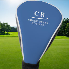 Elegante moderne Monogram-Initials Name Custom Blu Golf Headcover