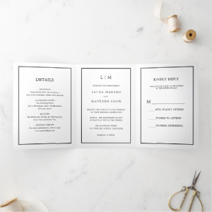 Elegante moderne Monogram Simple Wedding Dreifach Gefaltete Einladung