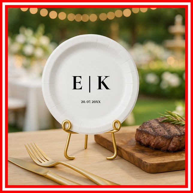 Elegante moderne Monogram Simple Wedding Pappteller (Von Creator hochgeladen)