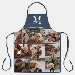 Elegante, moderne Navy Blue-Familie Foto Collage Schürze