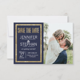Elegante, moderne Navy Blue Gold Sequin Save the D Date