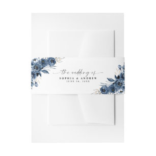 Elegante moderne Navyblaue Blumen-Kalligrafie-Schr Einladungsbanderole