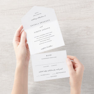 Elegante moderne neutrale Hochzeit All In One Einladung