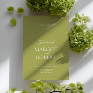 Elegante moderne Oliven-grüne und weiße Hochzeit Einladung