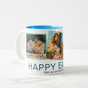 Elegante Moderne Osternfamilie Drei Foto Zweifarbige Tasse