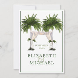 Elegante moderne Palm jüdische Hochzeit Chuppah Einladung