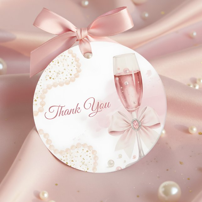 Elegante moderne Perlen & Prosecco Brautparty Geschenkanhänger (Von Creator hochgeladen)