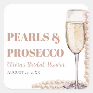 Elegante moderne Perlen und Prosecco-Brautjungfern Quadratischer Aufkleber