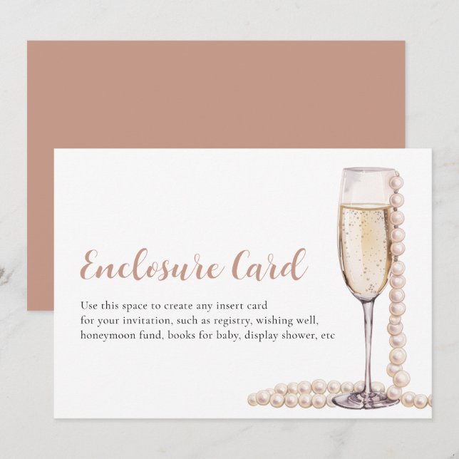 Elegante, moderne Perlen und Prosecco Umschließung Einladung (Vorne/Hinten)