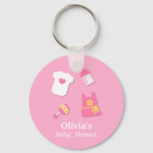 Elegante moderne Pink Baby Girl Dusche Gastgeschen Schlüsselanhänger