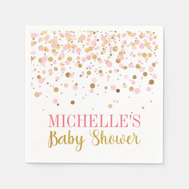 Elegante moderne Pink Gold Confetti Girl Baby Dusc Serviette (Vorderseite)