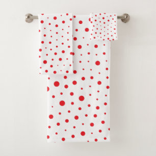 Elegante moderne Polka-Punkte - rot - BG individue Badhandtuch Set