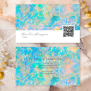 Elegante moderne QR-Code Gold-Opal-Stein Visitenkarte