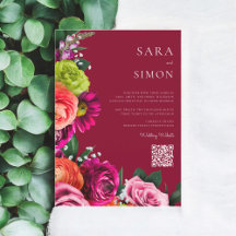 elegante, moderne QR-Norm floralbordeauxfarbene Ho