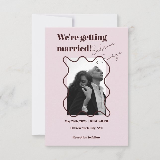 Elegante moderne Retro-Fotografie QR Code Hochzeit Einladung (Vorderseite)