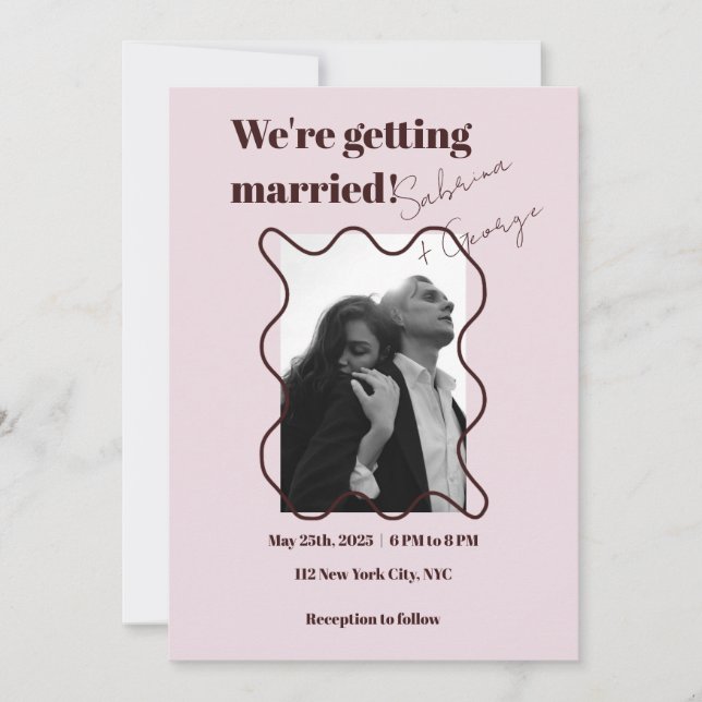 Elegante Moderne Retro-Hochzeit Einladung (Vorderseite)