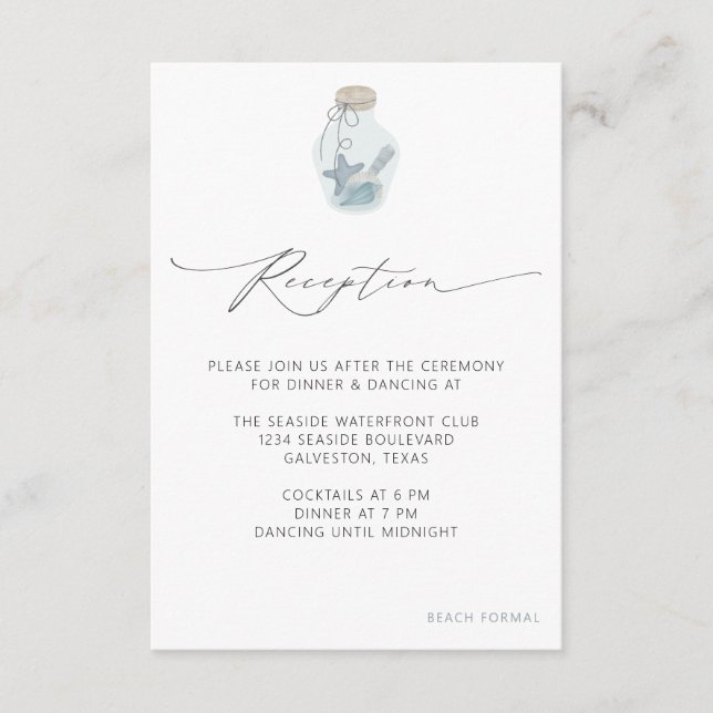 Elegante, moderne Rezeption für Hochzeiten Begleitkarte (Vorderseite)