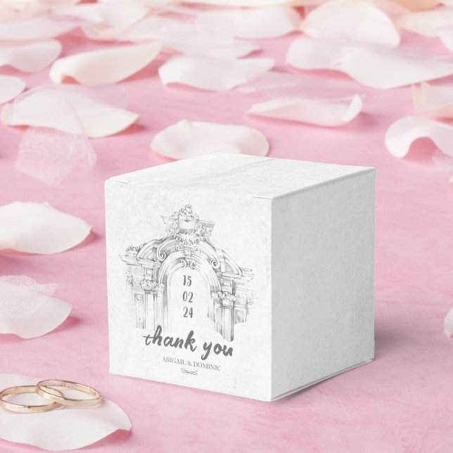 Elegante Moderne Römische Minimalistische Gastgesc Geschenkschachtel (Hochzeit)