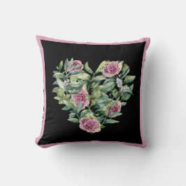 Elegante Moderne rosa Aquarellfarben Rose Herz Kissen