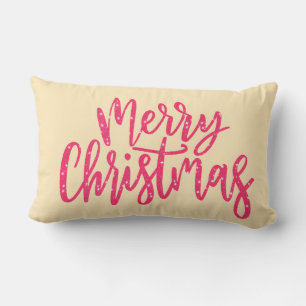 Elegante moderne rosa Frohe Weihnachten Kalligrafi Lendenkissen