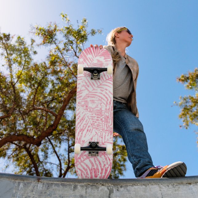 Elegante moderne Rosa Glitzer-Palme Skateboard (Außenbereich 1)