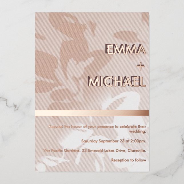 Elegante Moderne rosa Goldene Foil Einladung (Vorderseite)