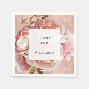 Elegante Moderne Rosa Rose & Peony Vielen Dank Serviette