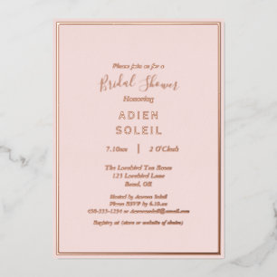 Elegante moderne rosa Rosen-Goldene Hochzeitsdusch Folieneinladung