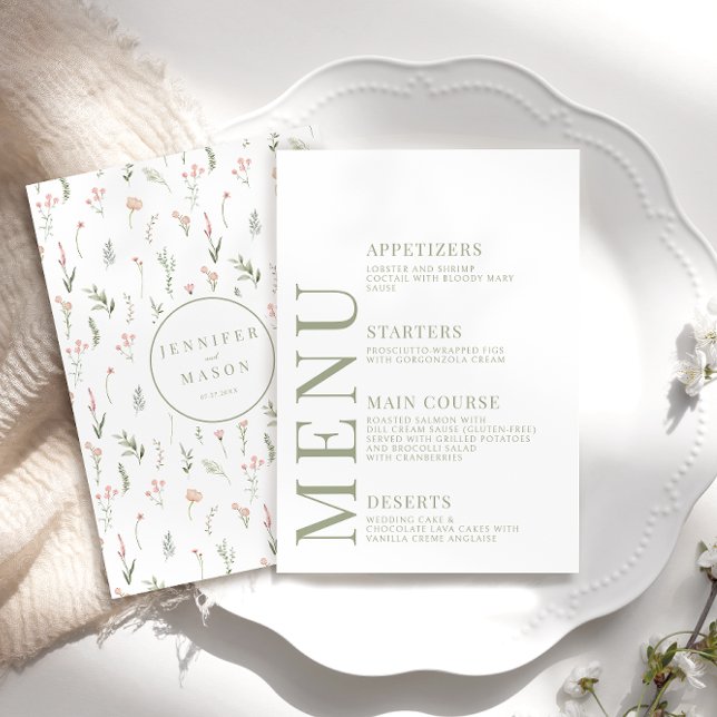 Elegante moderne rosa Wildblume Hochzeitskarte Begleitkarte (Von Creator hochgeladen)