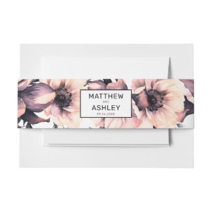 Elegante moderne rosafarbene Blumenehe Einladungsbanderole