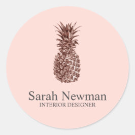 Elegante moderne Rose Ananas Rosa Runder Aufkleber