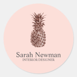 Elegante moderne Rose Ananas Rosa Runder Aufkleber