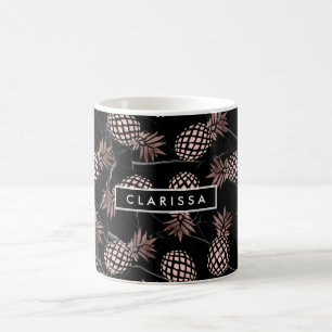 elegante, moderne Rose aus schwarzem Marmor Kaffeetasse