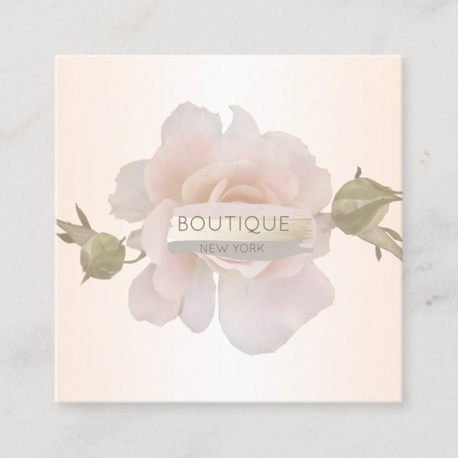 Elegante Moderne , Rose, Blume, Pinselstriche Quadratische Visitenkarte (Vorderseite)