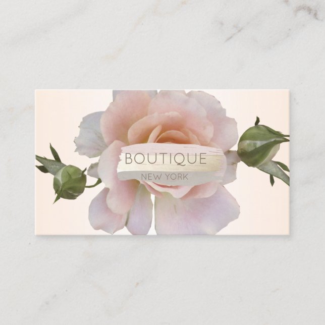 Elegante Moderne , Rose Blume, Pinselstriche Visitenkarte (Vorderseite)